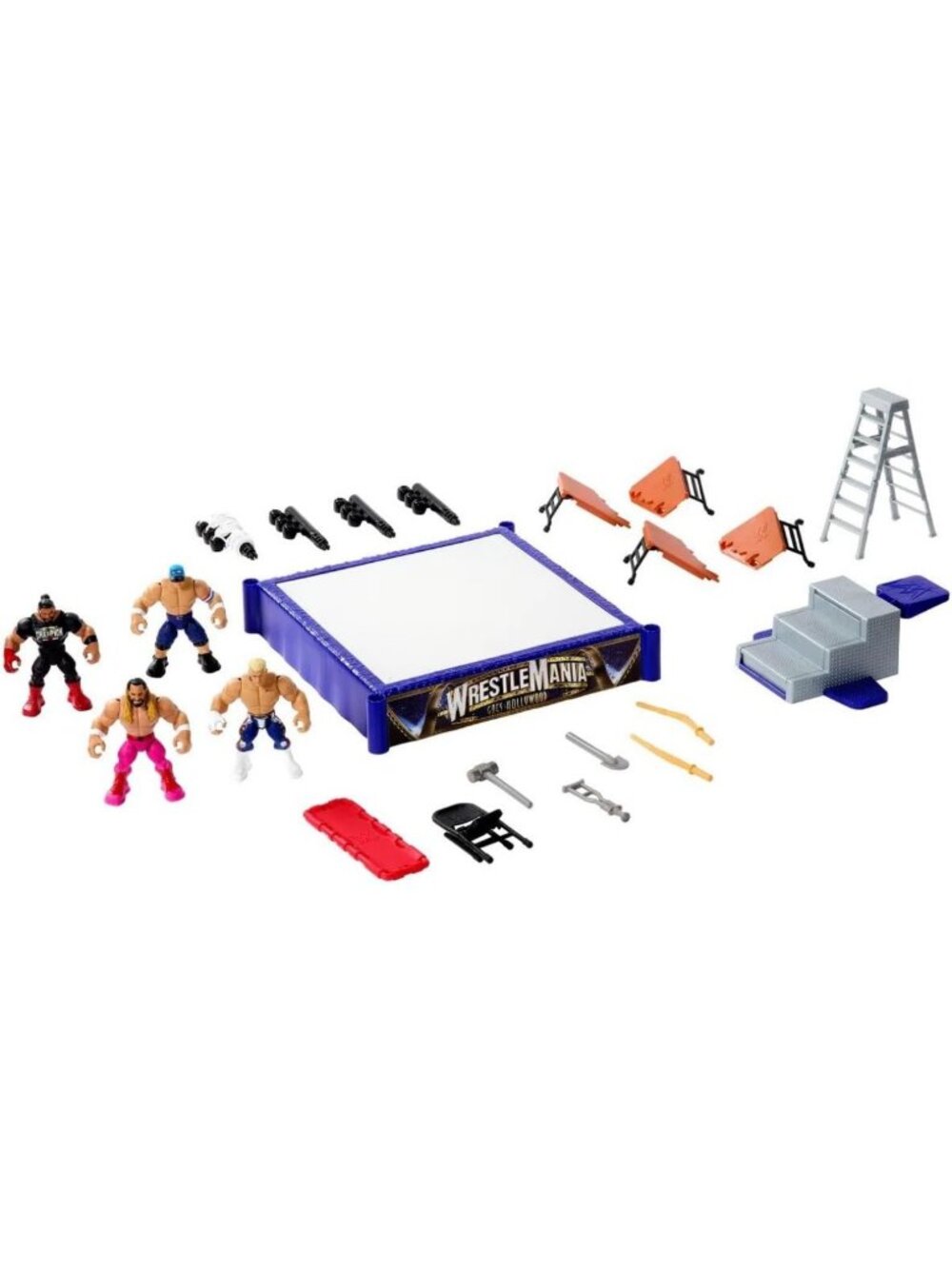 Mini Mayhem Wrestling Ring Playset with Action Figures - Cody Rhodes, John Cena